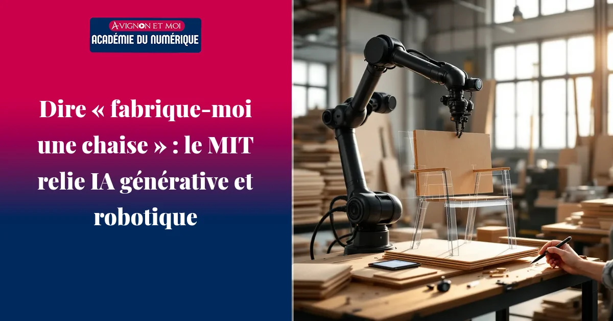 Dire « fabrique‑moi une chaise » : le MIT relie IA générative et robotique