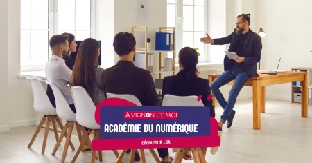 Illustration de participants découvrant les outils IA.